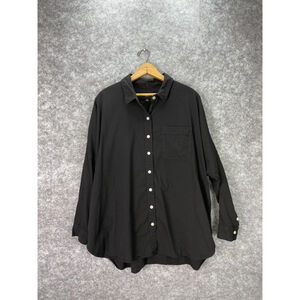 American Eagle Shirt Womens Small Black Oversized Fit Button Front Casual